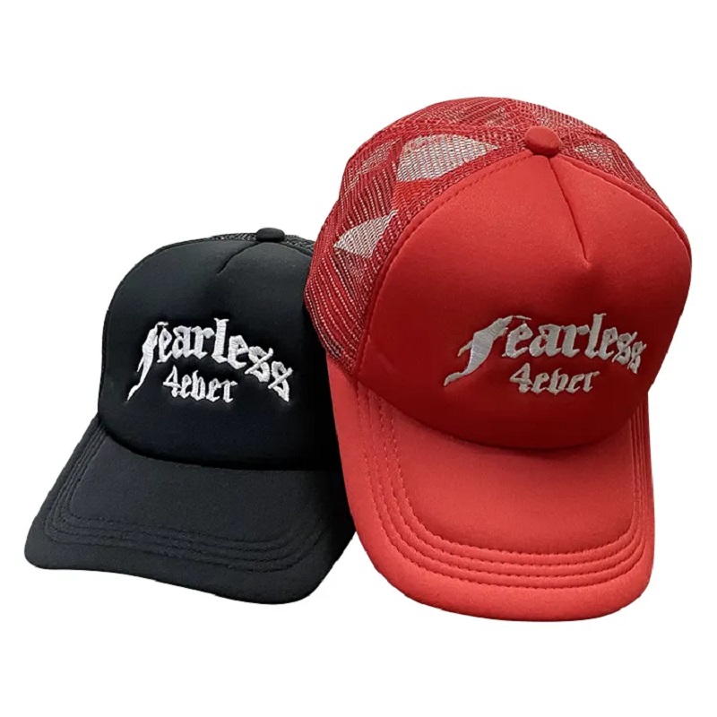 Högkvalitativ grossist Klassisk anpassad design din egen 3D -broderi logotyp 5 panel gorras mesh trucker caps hattar mens