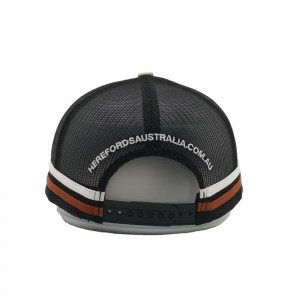 Anpassad högprofilerad australisk country trucker mössor, 2 sidor rand mesh trucker cap, randig trucker ha