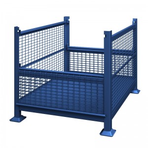 Metalltrådnätbulkbehållare med halvdroppsdörrar - hopfällbara