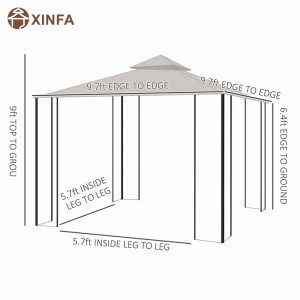 10 \\\\ \'x 10 \\\\\' Steel Outdoor Garden Gazebo Chopy mednätnätväggar och en tak som är motståndskraftig mot UV -strålar