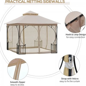 10 \\\\ \'x 10 \\\\\' Steel Outdoor Garden Gazebo Chopy mednätnätväggar och en tak som är motståndskraftig mot UV -strålar