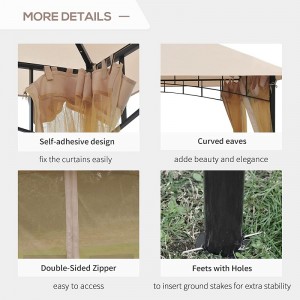 10 \\\\ \'x 10 \\\\\' utomhus uteplats lusthus tält med mesh sidoväggar, 2-tier tak för trädgård, beige