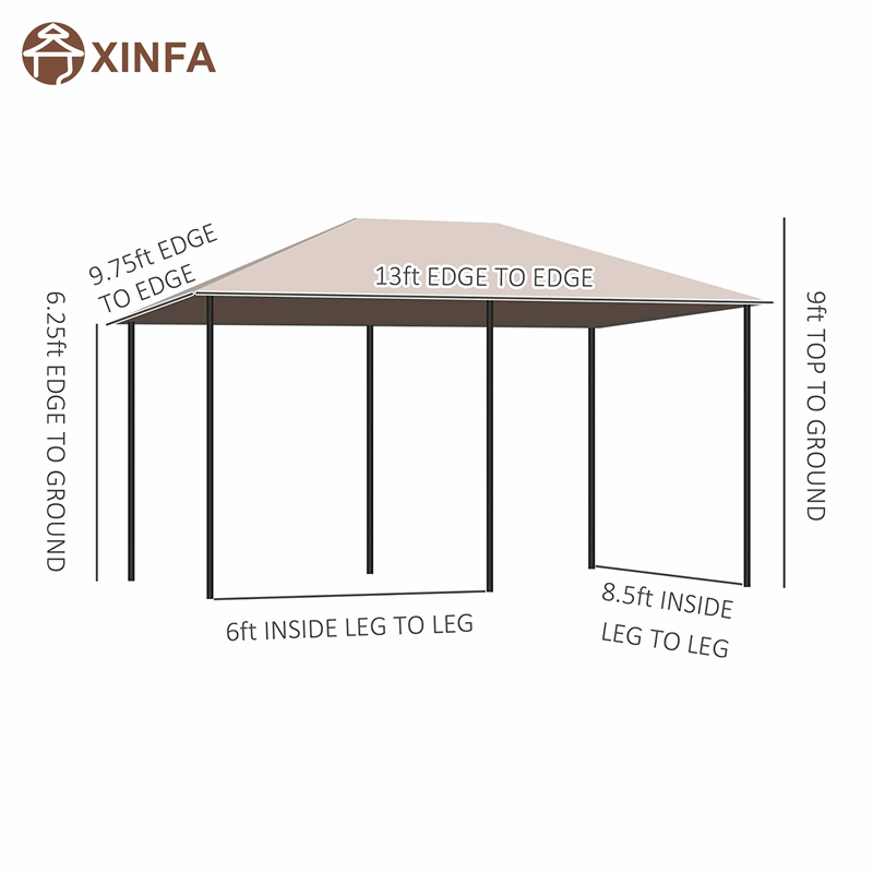 10 \\ 'x 13 \\' utomhus uteplats gazebo kapellskydd med 6 avtagbara sidoväggar, khaki