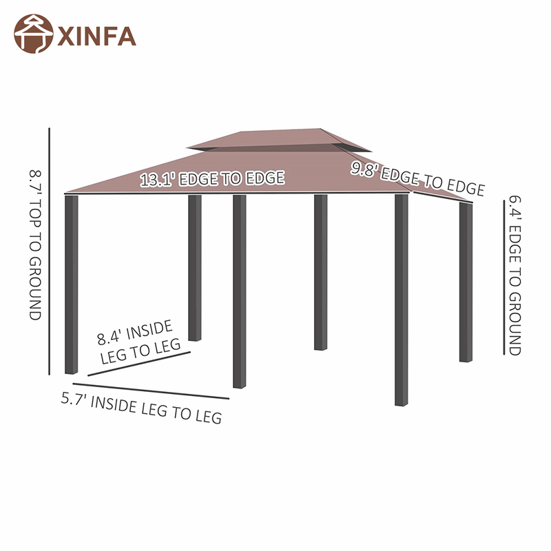 10 \\ 'x 13 \\' utomhus mjuk topp pergola lusthus med gardiner, 2-ters stålram lusthus för uteplats, khaki
