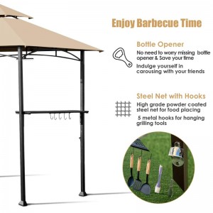8 \\\\ \'x 5 \\\\\' 2-tier Canopy Top Grill Gazebo Outdoor Patio Barbecue Gazebo Shelter med robust stålram