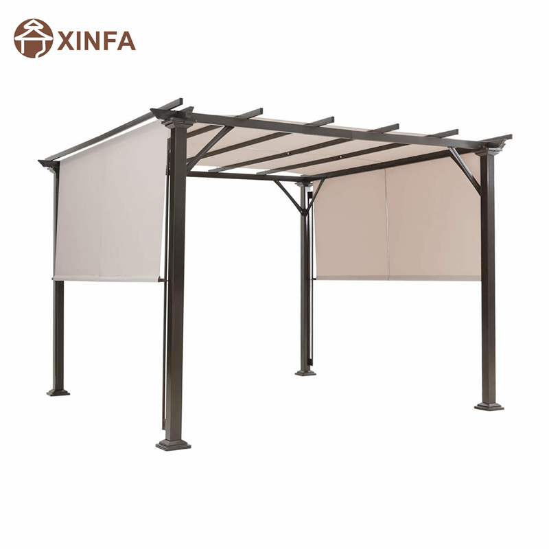 10 \\ 'x 10 \\' utomhus pergola, uteplatsmöbler skuggstruktur, utomhusstål pergola lusthus med utdragbara takskuggor