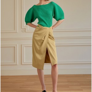 Fransk semester stil veckad slits kjol kvinnor 2023ny all-match kjol