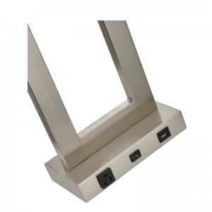 Gatsby One Light Table Lamp med borstadnickelfinish, A On/off Rocker Switch, ett bekvämt utlopp och en USB -port