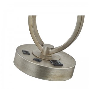 Sovdisklampan med antik silverfinish, en skrivbordslampa med, ett bekvämt utlopp och en USB -port