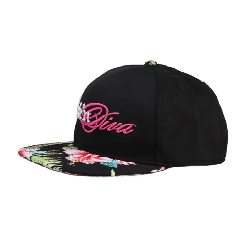 Rolig OEM 100% Polyester Underbrim broderi Tropic Printing 2 Tone Snapback Cap