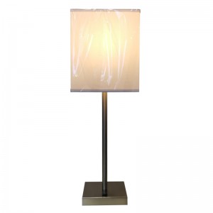 Enkel stil borstadnickelfinishnattduksbordslampa med en på/off rocker switch på gästrummet