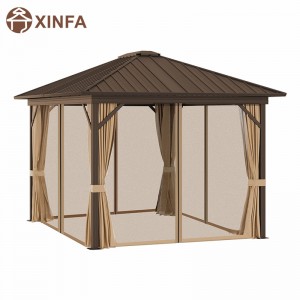 10 \\\\ \'x 12 \\\\\' Galvaniserat ståltak Hardtop Cover Gazebo mednät och gardiner