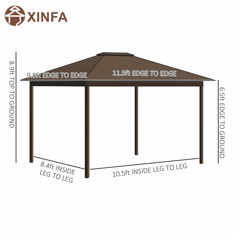 10 \\ 'x 12 \\' Galvaniserat ståltak Hardtop Cover Gazebo mednät och gardiner