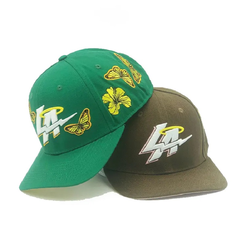 Anpassad 6 panel 3D -broderi logotyp Microbend Brim Baseball Cap för män