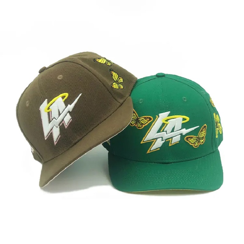 Anpassad 6 panel 3D -broderi logotyp Microbend Brim Baseball Cap för män
