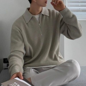 Pullover Jumper Men\'s Autumn and Winter Thocked Half Turtleneck Zip tröja