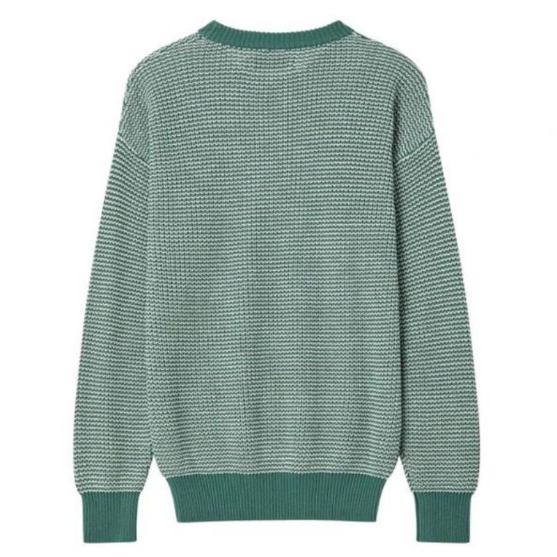 Men's Mix Color Sticked Pullover Crewneck långärmad tröja