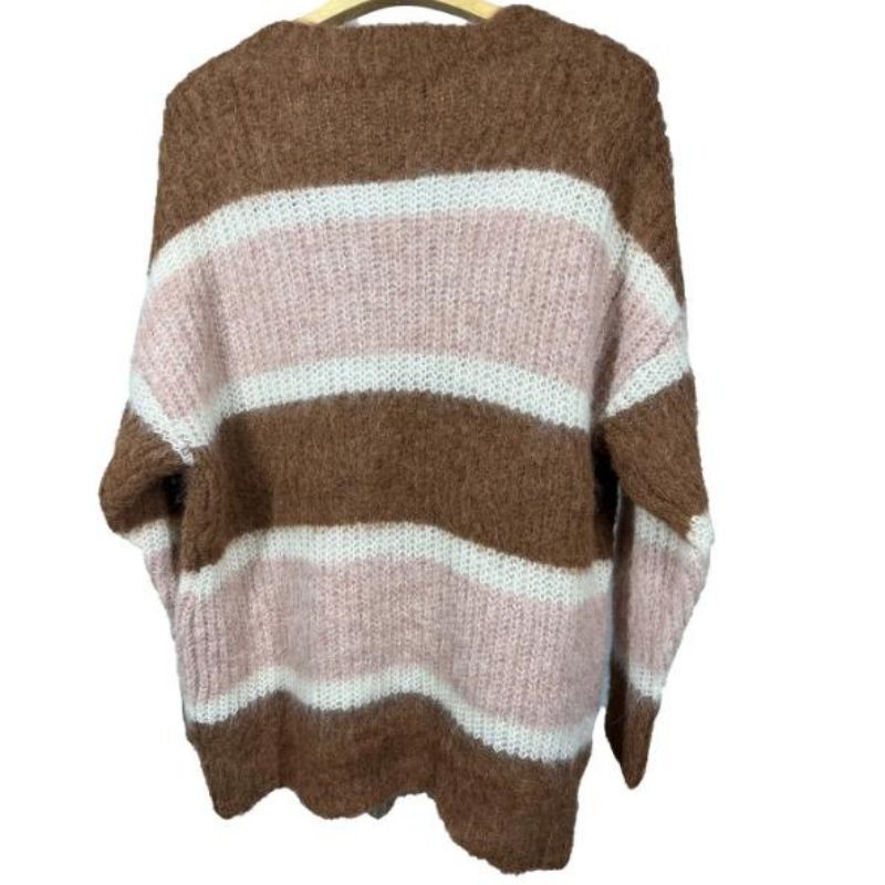 Kvinnor S Mohair Stripet Knitwear Pullover tröja