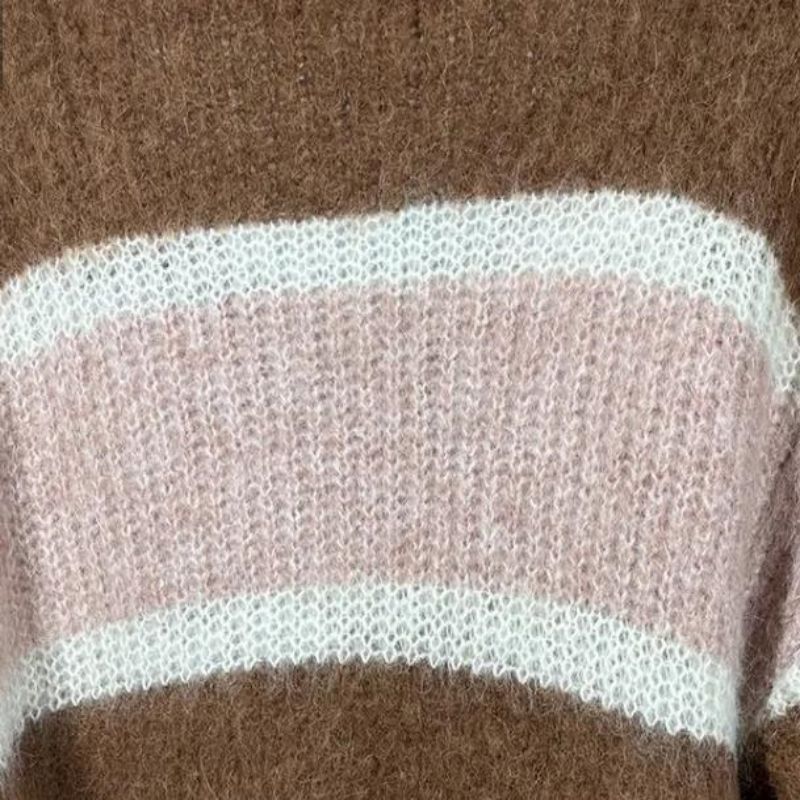 Kvinnor S Mohair Stripet Knitwear Pullover tröja