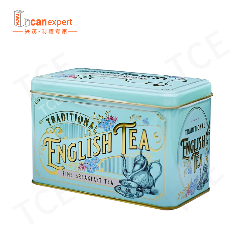 TCE- NY DESIGN SQUARE TEA TIN CAN TINLATE METALT METALT TEA KAN