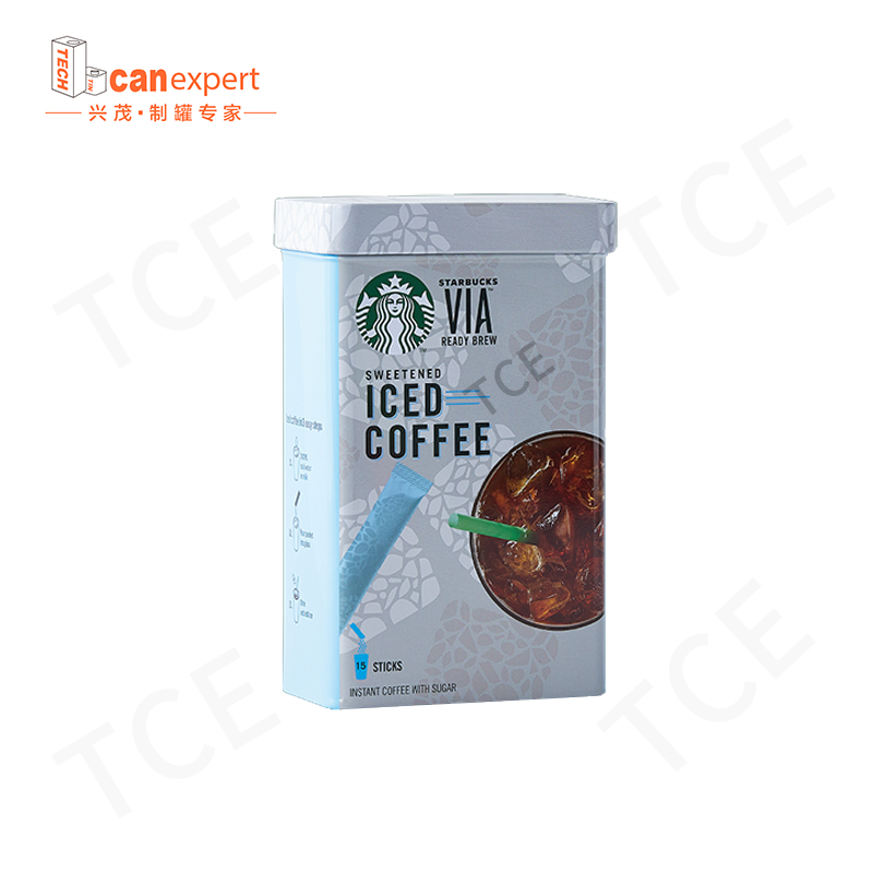Etc. Mosskt tenn kan tillverkare grossist rektangulär fyrkantig tennburk metallförpackning te och kaffeprov Box Custom Tin Can