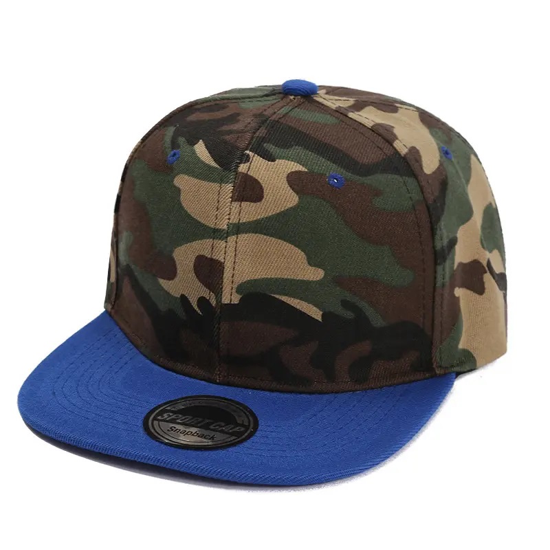 Broderi monterad mössa svart snapback baseball cap hatt kamouflagekontrast färg