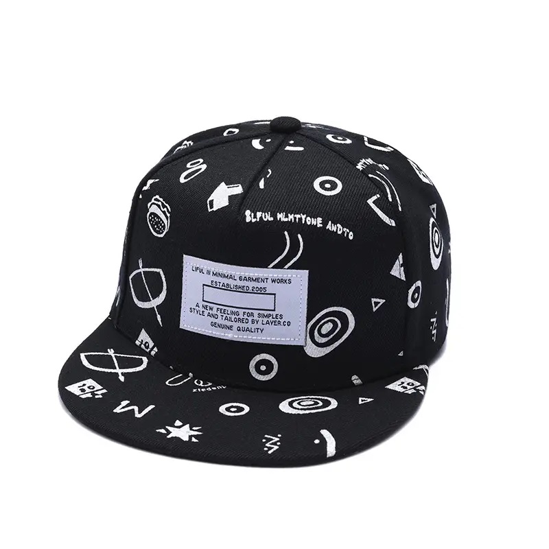 Summer Spring Print SubliMation Hats 3D broderi Snapback Cap Patch Logo Ostrukturerad platt Brim 6 Panel Snapback Hat