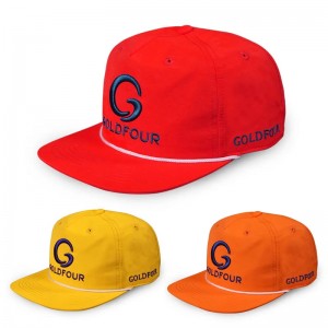 Partihandel anpassad snabb torr 5 panel 3D broderi ostrukturerad sportnylon löpande hatt snapback cap med rep