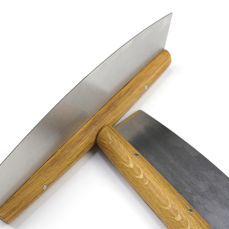 OEM/odm 304 rostfritt stål pizza cutter pizza skiva med ek trähandtag