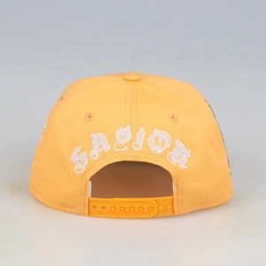 Tillverkad i Kina Six Panel Snapback Baseball Cap för män Custom Gorras Snapbacks Embrodery Hats Yellow