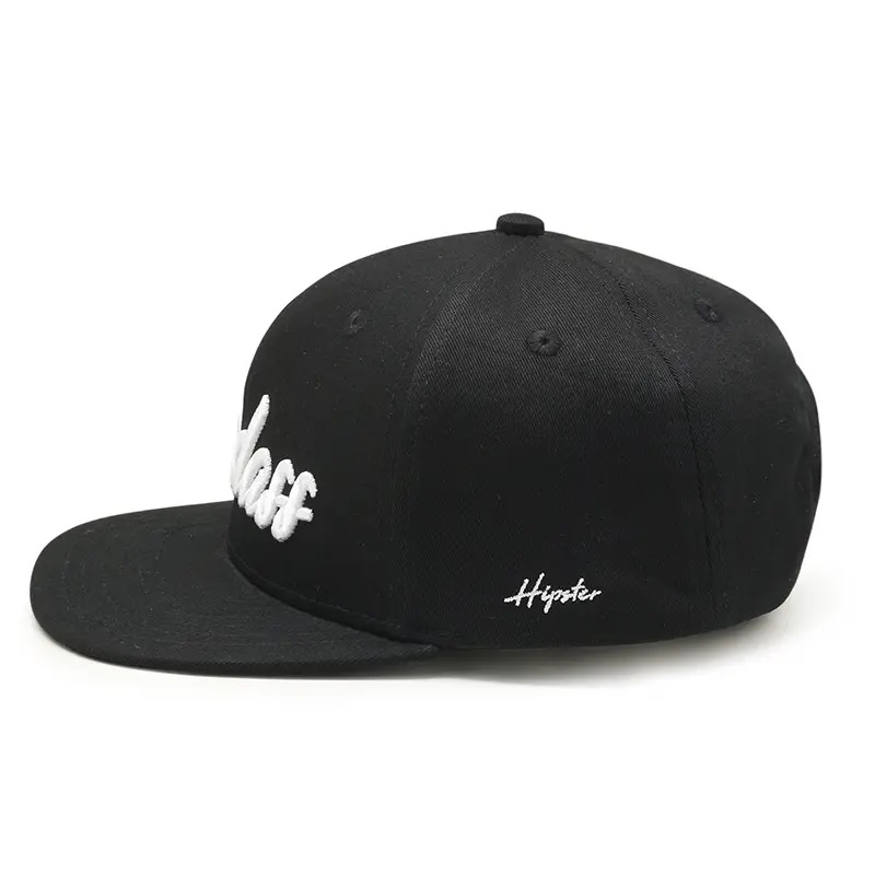 OEM Design Flat Brim 6 Panel Custom 3D broderi Logo Hip Hop Cap Snapback Hat For Men