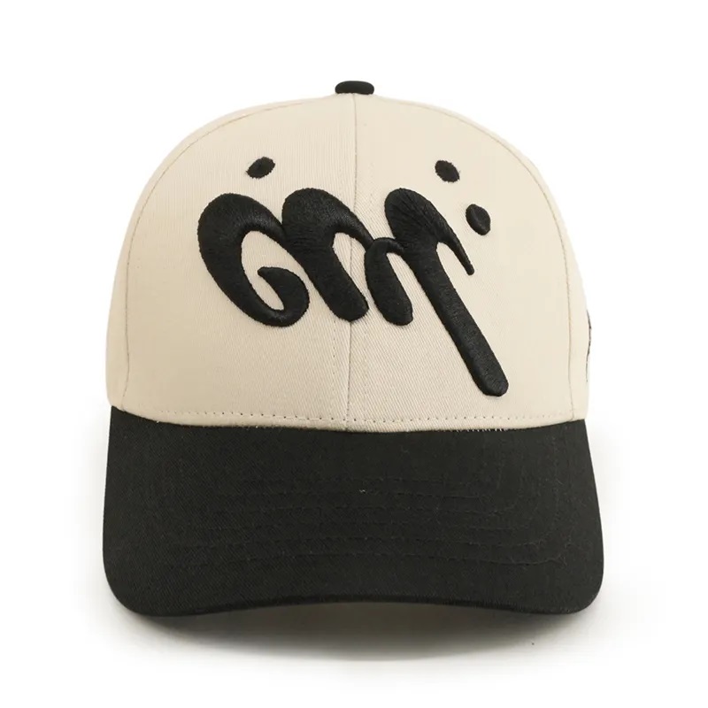 Anpassad unisex Two Tone Baseball Hat 3D broderi Logo 6 Panel Burvad BRIM BASEBALL CAP