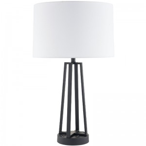 Dark Bronze Nightsand Light med en på/off -rockerbrytare, ett bekvämt utlopp och en USB -laddningsport på hotellets gästrum