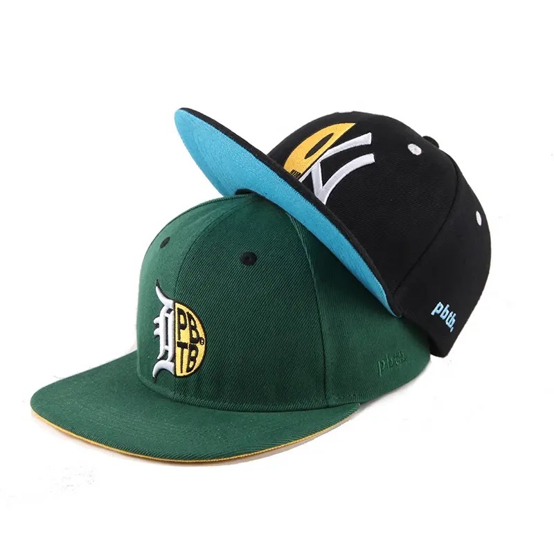 Fabrik grossist baseballhatt anpassade män snapback cap 6 panel platt brim broderi monterad sport mössa