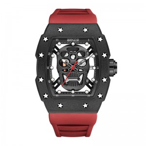 Baogela Skull Tonneau Watch Top Brand Quartz rostfritt stål Klockor Vattentät kreativ klocka Silikon Rem handledsklocka Rose 4141