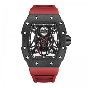 Baogela Silver Black Sport Quartz Watch For Men Tonneau Dial Analog Waterproof Arvur med silikonband Lysande händer 4145