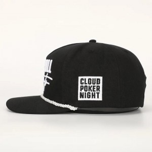 Partihandel anpassad broderi 5 panel svart bomullsföreställning sport pappa hatt män kvinnor golf gorras rep baseball mössa