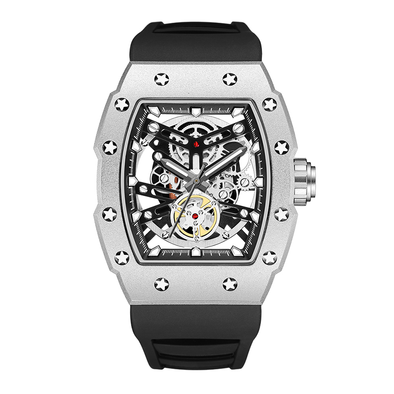 Baogela Top Brand Luxury Mens Watches Sport Rostfritt stål Tonneau Dial Military Sport Wristwatch Silicone Strap Dropship 4149