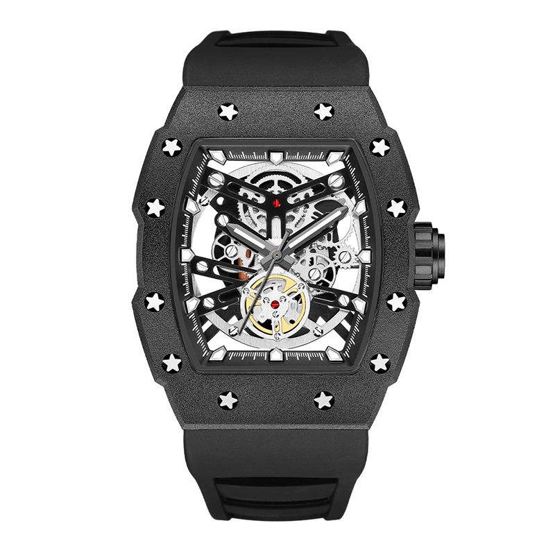 Baogela Top Brand Luxury Mens Watches Sport Rostfritt stål Tonneau Dial Military Sport Wristwatch Silicone Strap Dropship 4149