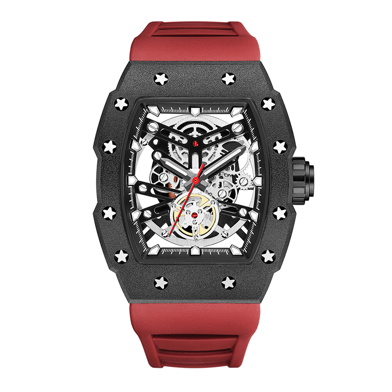 Baogela Top Brand Luxury Mens Watches Sport Rostfritt stål Tonneau Dial Military Sport Wristwatch Silicone Strap Dropship 4149
