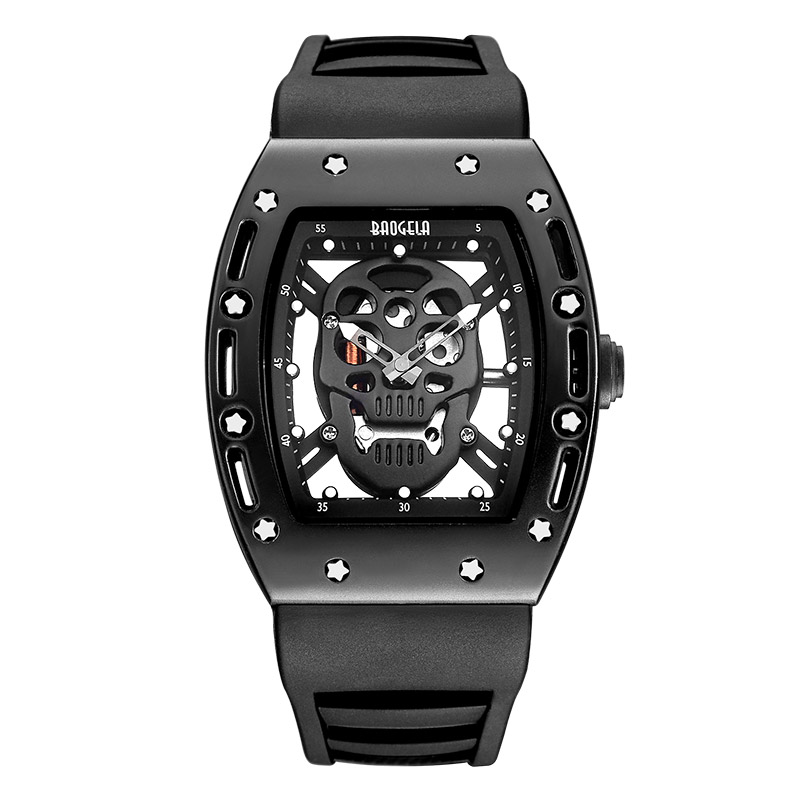 Mode Skull Men Quartz Watch Baogela Creative Dial Watch for Men Clock Gold Life Waterproof Men Watches Sports Style 1612