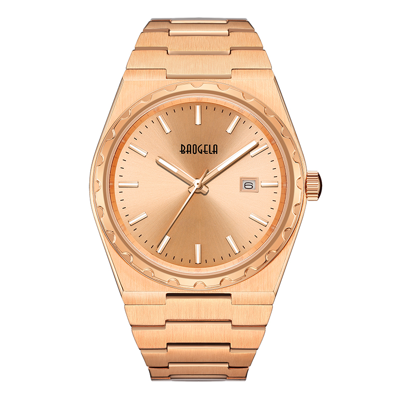 Baogela Brand Luxury Rose Watches rostfritt stål Men \\ 's armbandsur Klassiskt företag 50m Waterproof Movement Relogio Masculino 22801