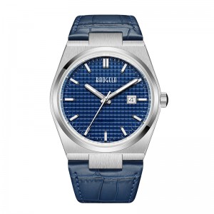 Baogela 40mm Men Business Watches Quartz Sport Casual äkta läder armbandsur 50 ton vattentät manlig klocka Relogio Masculino 22802