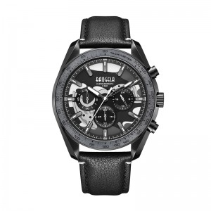 Baogela Nya lyx Men Sport Quartz Male Chronograph Calender Japan Movement 50bar Top Brand Clock äkta läder Arvur 22804