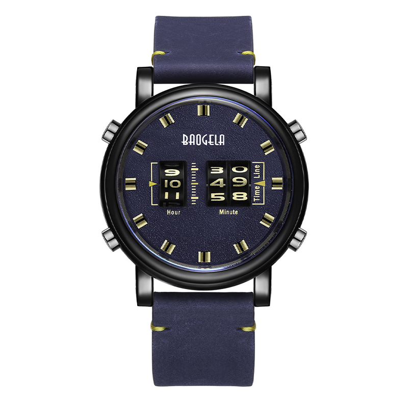 Baogela Fashion Men's Roller Design Business Clock Men Quartz Watch Leather Waterproof Casual Sport Mens Watch Relogio Masculino 22703