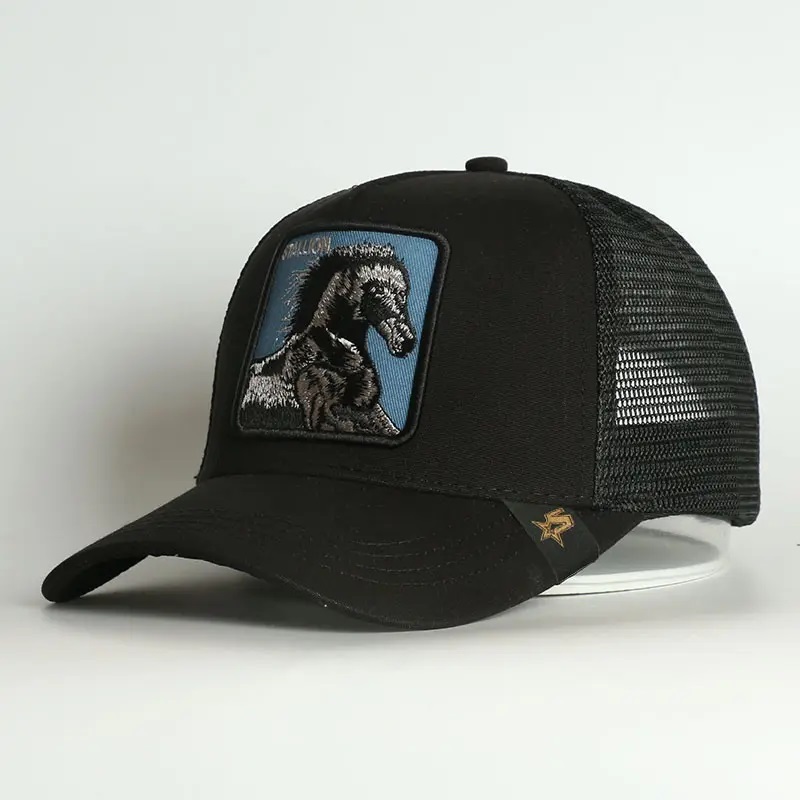 Sports Caps Gorras de Beisbol Men Bomull Design din egen broderi Custom Horse Logo Trucker Caps Hat