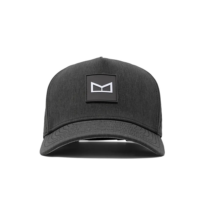 Högkvalitativ anpassad 5 -panel gummi PVC -logotyp Rope Baseball Cap, vattentät laserskuren hål perforerad hatt, prestanda golf pappa hatt