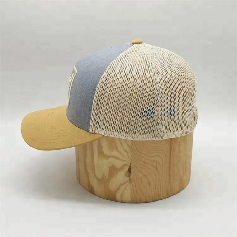 OEM Custom 6 Panel Pre Curved Brim Mesh Snap Back Sports Hatts, Wholesale Truck Gorras, 3D Embroidered Logo Trucker Cap