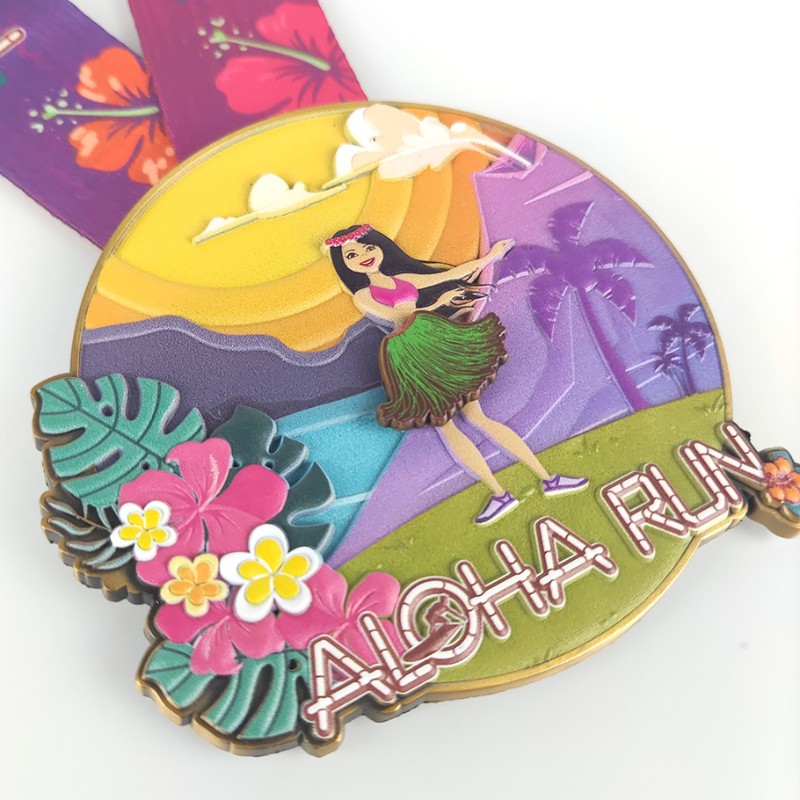 Anpassade tävlingsmedaljer Classic Aloha Run MedalS 3D Printed Marathon Medals Fun Run MedalS Finisher MedalS