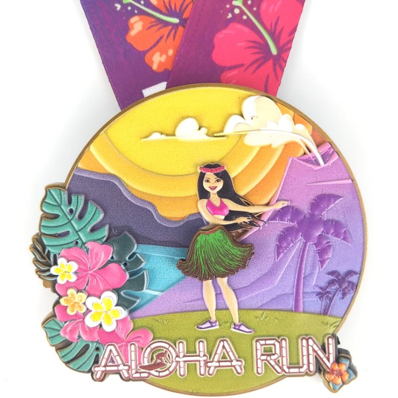 Anpassade tävlingsmedaljer Classic Aloha Run MedalS 3D Printed Marathon Medals Fun Run MedalS Finisher MedalS